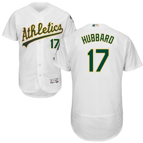 Athletics #17 Glenn Hubbard White Flexbase Authentic Collection Stitched MLB Jersey